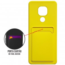 Capa para Motorola Moto G9 Play - Emborrachada Case Card Amarela
